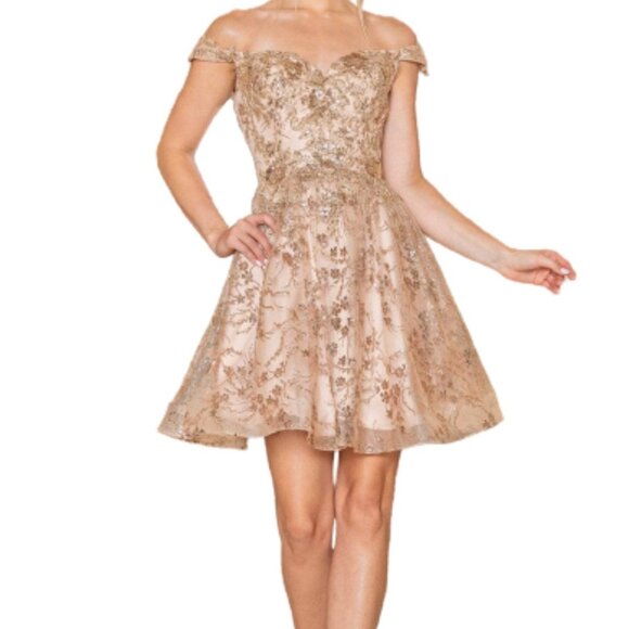 NWT Dancing Queen 3307 Homecoming Dress Rose Gold Size L - Picture 1 of 5
